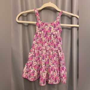 Social Standard Girl's Tiered Tie-Back Sleeveless Orchid Floral Dress 18m